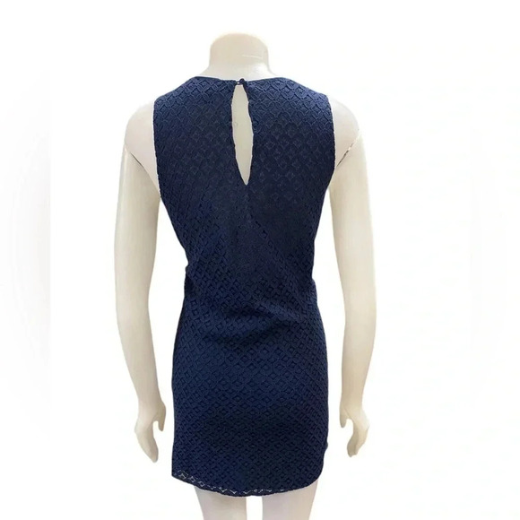 Michael Kors Grommet Neck Dark Blue Lace Sleeveless Dress Size 10 - Picture 3 of 9